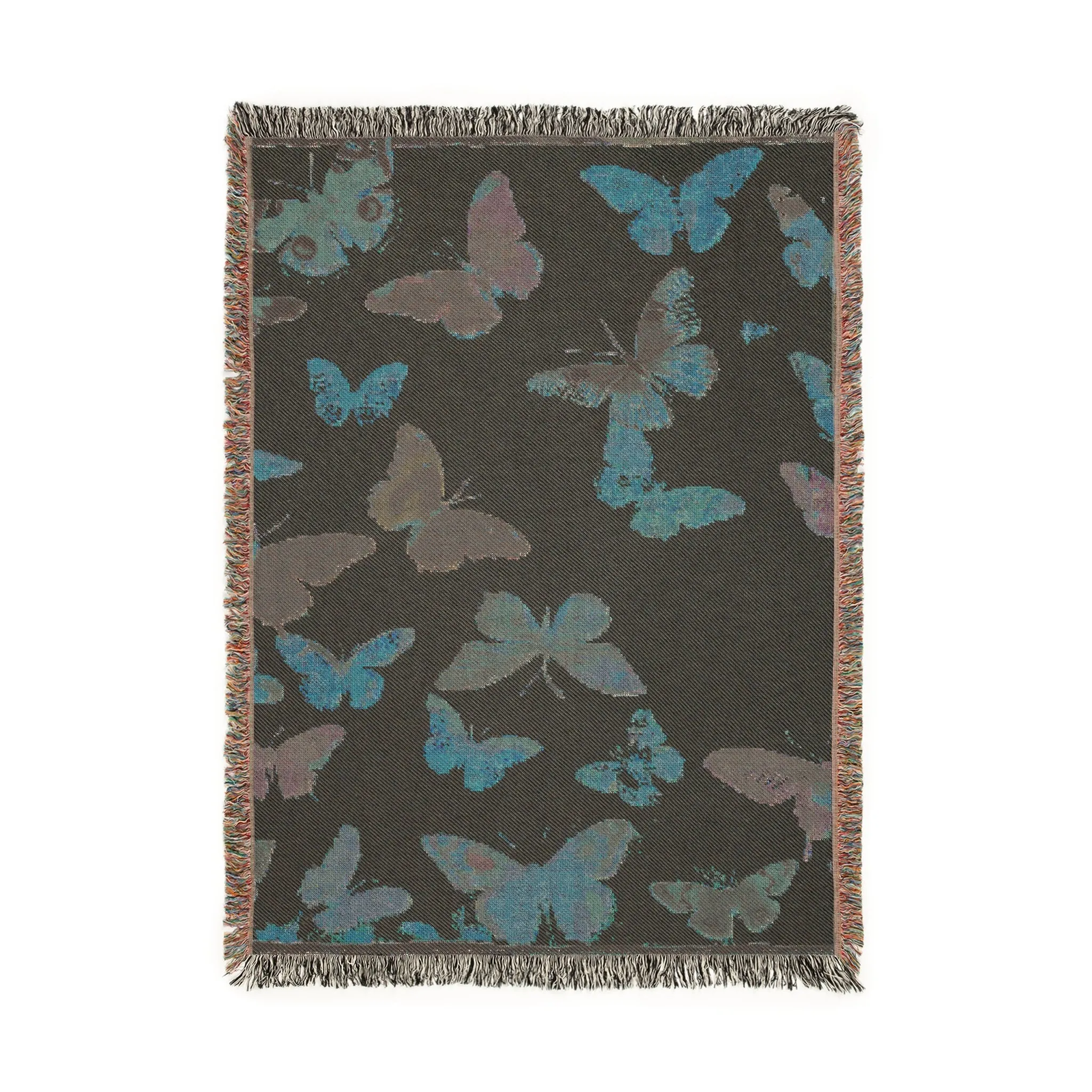 Vibrant Butterfly Woven Blanket