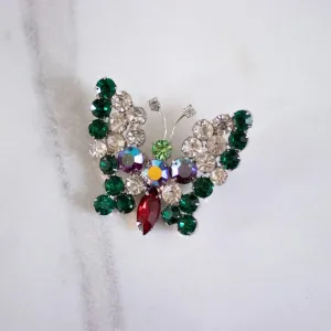 Vintage Colorful Rhinestone Butterfly Brooch