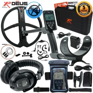 XP Deus Metal Detector, Full Headphones, Remote, 11” X35 Coil & Waterproof Kit