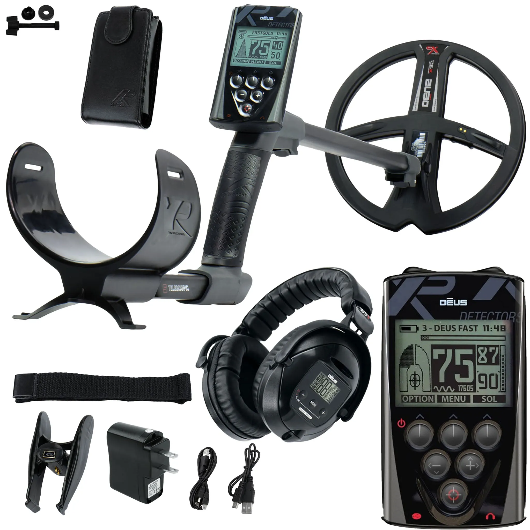 XP Deus Metal Detector with Full Sized Headphones, Remote and 9” X35 Search Coil