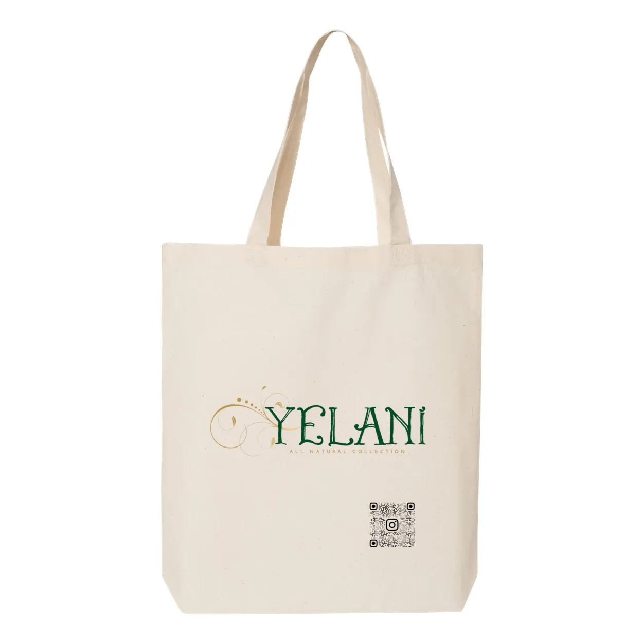 Yelani Brand Gusseted Tote – 100% Cotton, 15" x 16" with 20" Handles