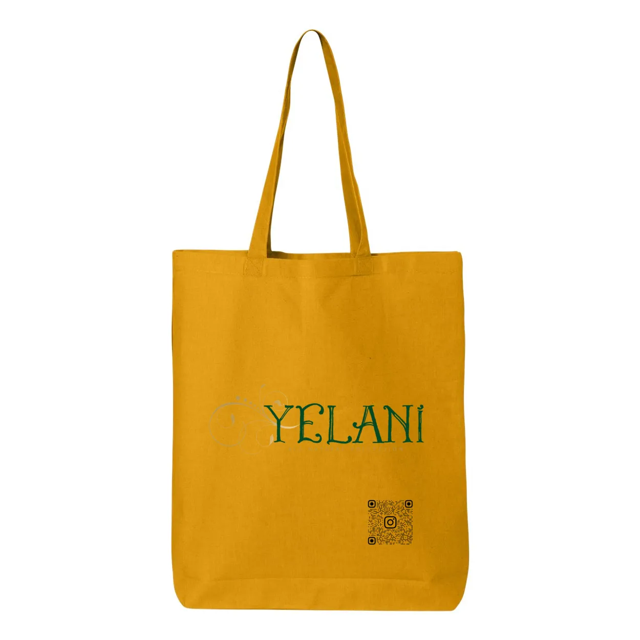 Yelani Brand Gusseted Tote – 100% Cotton, 15" x 16" with 20" Handles