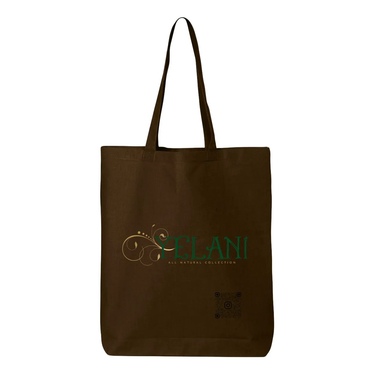 Yelani Brand Gusseted Tote – 100% Cotton, 15" x 16" with 20" Handles
