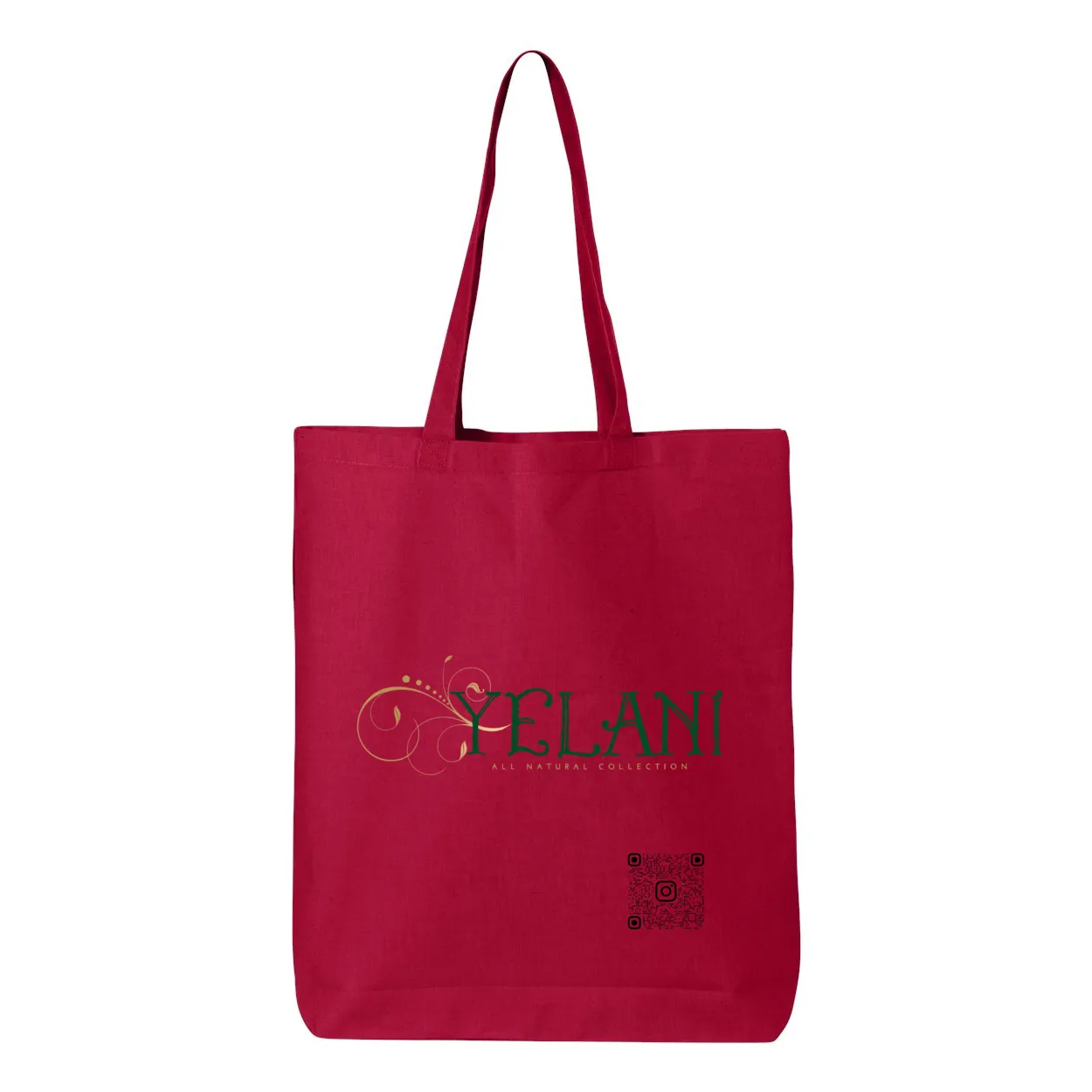 Yelani Brand Gusseted Tote – 100% Cotton, 15" x 16" with 20" Handles