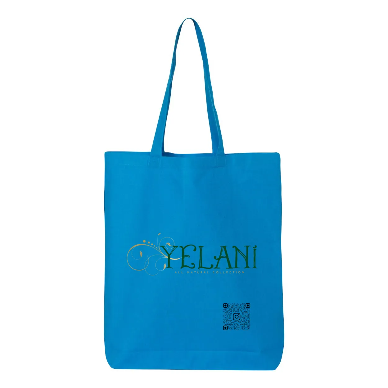 Yelani Brand Gusseted Tote – 100% Cotton, 15" x 16" with 20" Handles