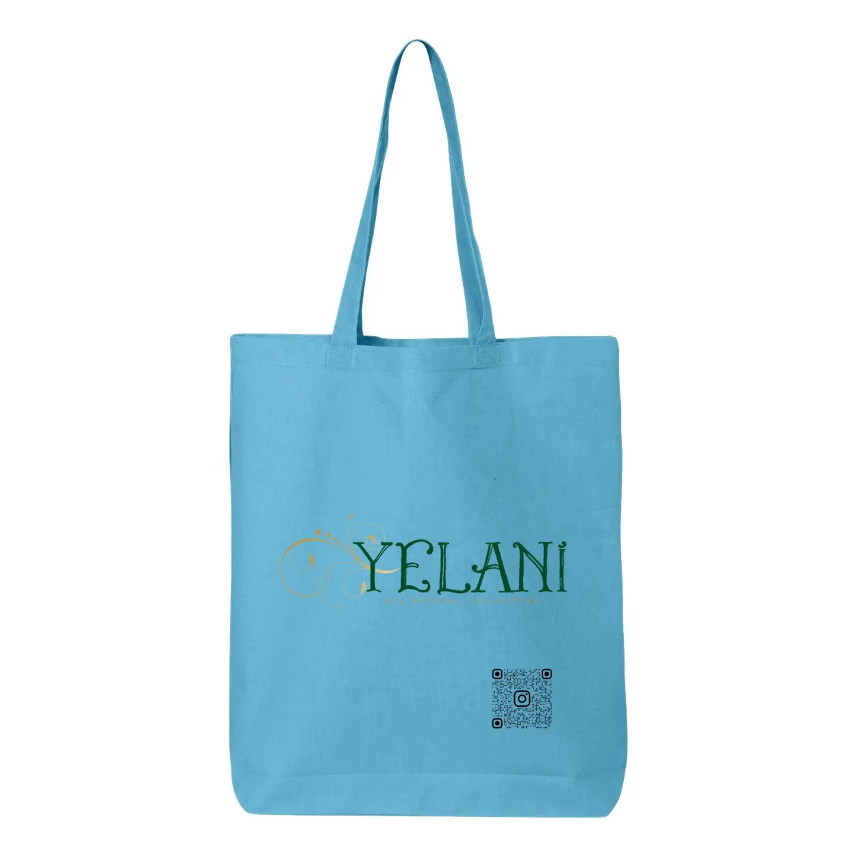 Yelani Brand Gusseted Tote – 100% Cotton, 15" x 16" with 20" Handles