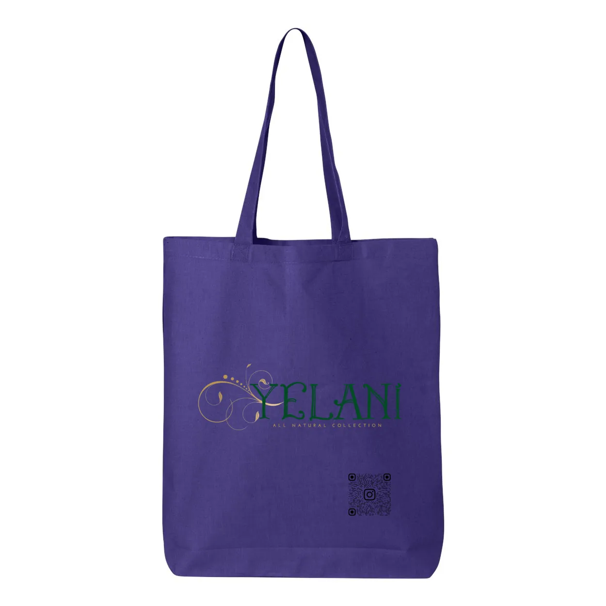 Yelani Brand Gusseted Tote – 100% Cotton, 15" x 16" with 20" Handles