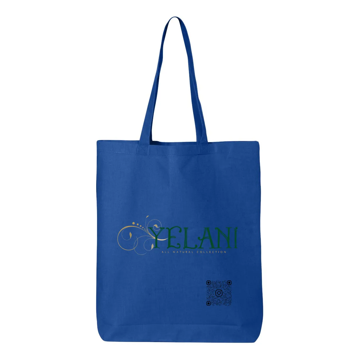 Yelani Brand Gusseted Tote – 100% Cotton, 15" x 16" with 20" Handles