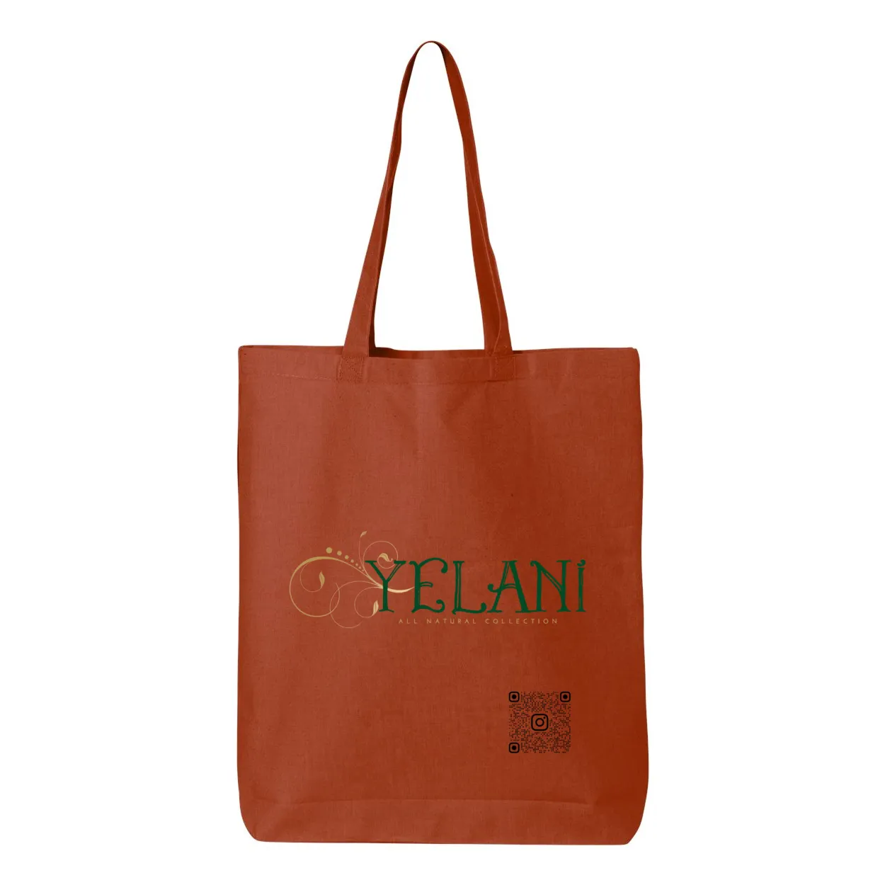 Yelani Brand Gusseted Tote – 100% Cotton, 15" x 16" with 20" Handles